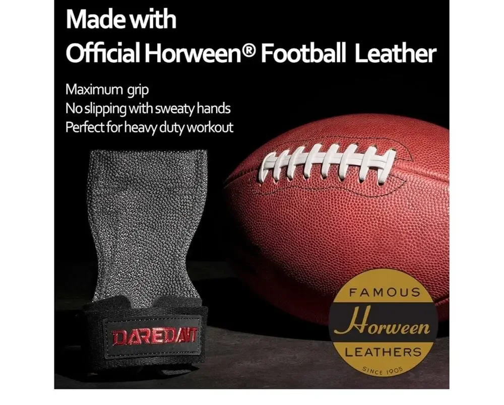 Premium Lifting Straps Wrist Weightlifting Horween® Football Leather Medium